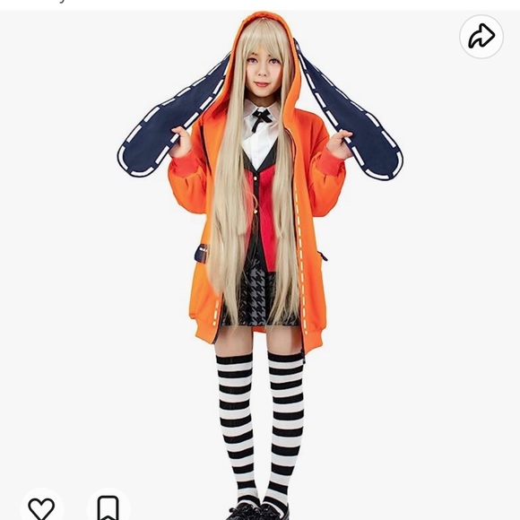 EUC C-Zofek Runa Yomuzuki Anime Cosplay Orange Hoodie Bunny Ears Tail size M - Picture 2 of 7